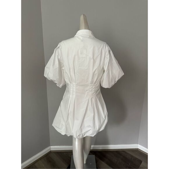 NWT Simkhai Cleo Balloon Pintuck Cotton Poplin Mini Dress White Size US 10 $345 - Picture 9 of 11
